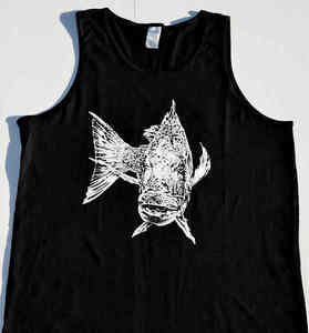 Singlet Black - Snapper Print