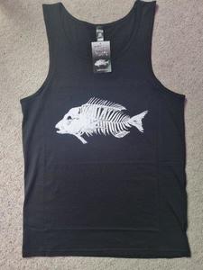 Singlet Black - Snapper Silver Fern Skeleton Print