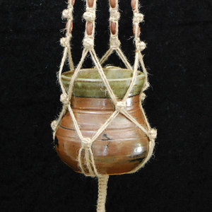 Macrame Jute Pot Plant Hanger with ceramic pot