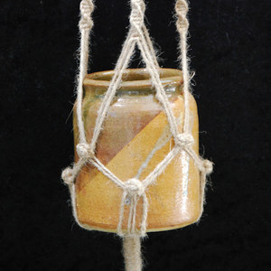 Macrame Jute Pot Plant Hanger with two tone brown pot