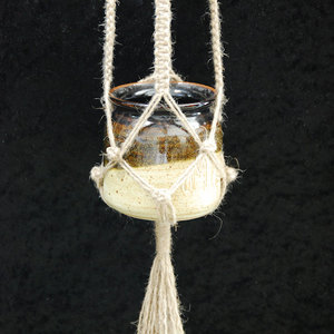 Macrame Jute Pot Plant Hanger with two tone brown pot