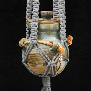 Products: Macrame Pot Plant Hanger with complimenting pot and lid