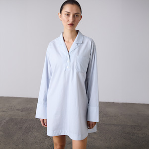 Sleepwear: Laing Home / Ophelia Nightshirt / Pale Blue + White Stripe