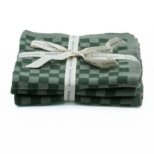 Kitchen Table: Chekka Knitted Washcloths / Sage
