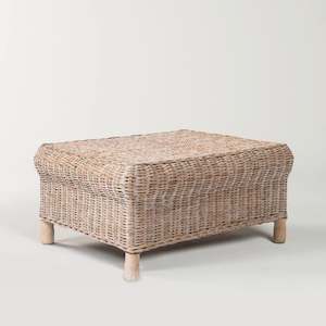 Furniture: Rattan Gable Ottoman / Whitewash