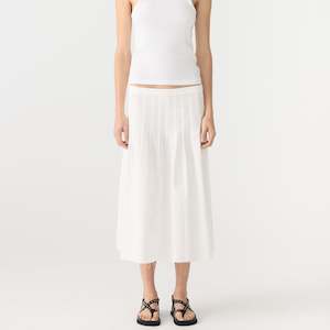 Bassike / Crushed Cotton Pleated Skirt / Natural