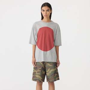 Casualwear: Bassike / Dot Print T-Shirt / Grey Marl + Heritage Red