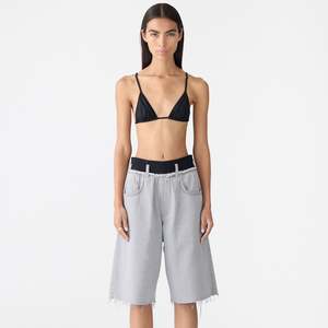 Bassike / Elastic Longerline Denim Short / Washed Grey