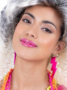 80s Pink Neon Lightning Bolt Earrings for Adults