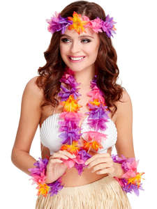 Hawaiian Flower Lei Accessory Set for Adults