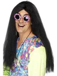 Decades Costumes: Hippie Long Black Wig for Adults