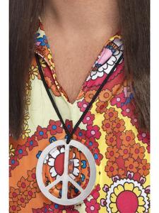 Decades Costumes: Peace Sign Silver Medallion Accessory for Adults