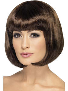 Partyrama Short Brown Wig with Fringe for Adults