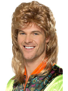 80s Light Brown Mullet Wig for Adults