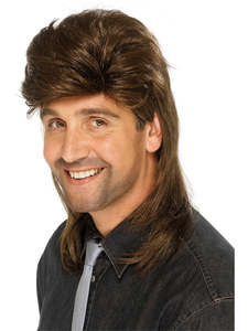 Decades Costumes: 80s Brown Mullet Wig for Adults