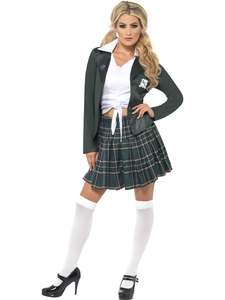 100 And Under: Preppy Schoolgirl Grey Costume for Adults