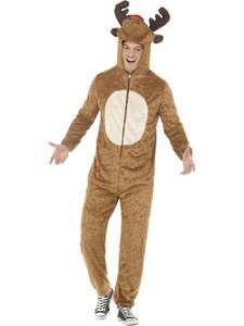 Reindeer Plush Hooded Onesie Costume for Adults