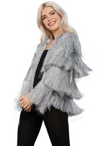 Tinsel Silver Festival Fever Jacket for Adults