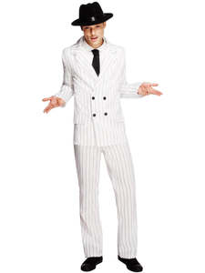 Gangster White Pinstripe Suit Fever Costume for Adults