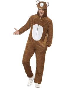 Zoo Animal Costumes: Bear Brown Furry Onesie Costume for Adults
