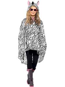 Zoo Animal Costumes: Zebra Party Poncho for Adults