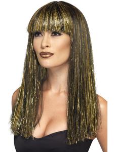 45 To 60: Egyptian Goddess Black & Gold Wig for Adults