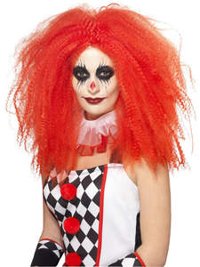 45 To 60: Clown Crimped Red Wig for Adults