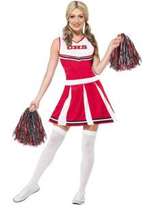 Cheerleader Red Costume for Adults