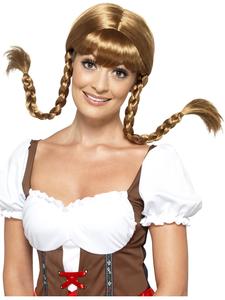 45 To 60: Bavarian Babe Brown Plaited Wig for Adults