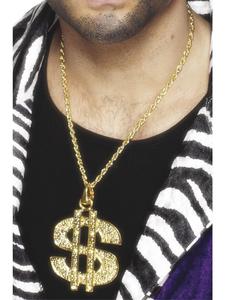 Dollar Sign Oversized Gold Medallion Accessory for Adults