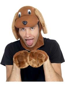 Costumes Starting With D: Dog Hood & Gloves Accessory Kit for Adults