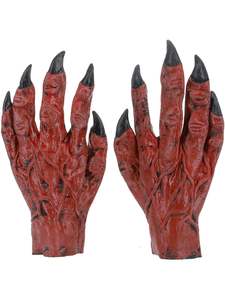 Costumes Starting With D: Devil Hands Latex Gloves for Adults