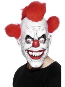 Scary Clown 3/4 Mask With Hair for Adults