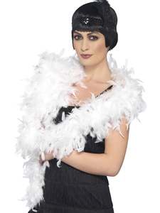 Flapper Costumes Accessories: Feather Boa Deluxe Accessory for Adults - White