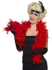 Flapper Costumes Accessories: Feather Boa Accessory for Adults - Red