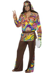Psychedelic Hippie Man Costume for Adults