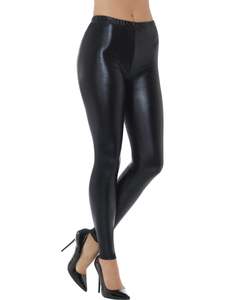 50 And Under: 80s Metallic Black Disco Leggings for Adults