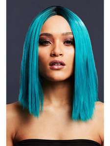 75 And Under: Kylie Two-Toned Teal Blended Fever Wig for Adults