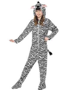 Zoo Animal Costumes: Zebra Hooded Onesie Costume for Kids