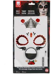 Costumes Starting With D: Day of the Dead Face Tattoo Stickers & Make Up FX Kit