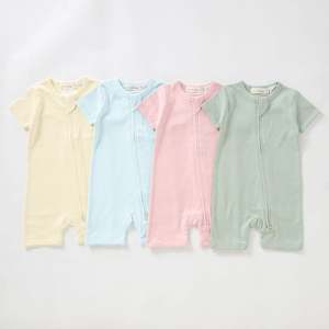 Baby And Toddler Clothing Essentials: Organic Cotton Zip Front Short Sleeve Romper
