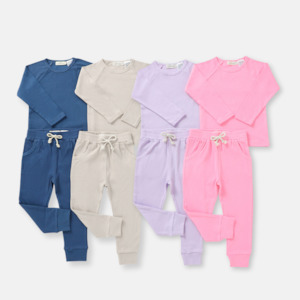 Baby Toddler Sleepwear: Organic Cotton Fine Rib Lounge PJ Set