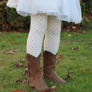 Merino Tights - Cream Polka Dot