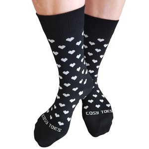 Merino Wool Heart Dress Socks - Black
