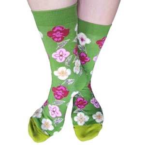 Green Floral Cotton Socks