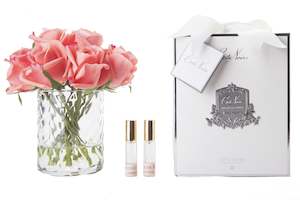 Cote Noire Herringbone Flower - Rose Buds - Clear - White Peach - HCF25