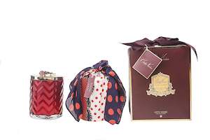 Cote Noire Rose Oud scented Herringbone candle with Scarf - Red & Gold - Red Ros&hellip;