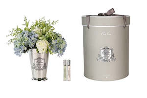 ** NEW ** Cote Noire Grand Summer Posies Blue & Natural in Silver Goblet - GSS16