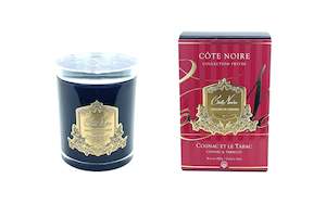 Cote Noire Cognac Tobacco Cognac Et Le Tabac: Cote Noire 450g Candle - Dark Vessel with Gold Badge - Cognac & Tobacco