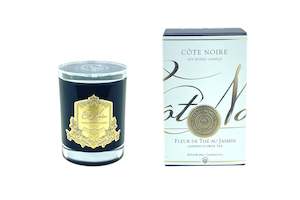 Cote Noire Jasmine Flower Tea Fleur De The Au Jasmin: Cote Noire 185g Candle - Dark Vessel with Gold Badge - Jasmine Flower Tea